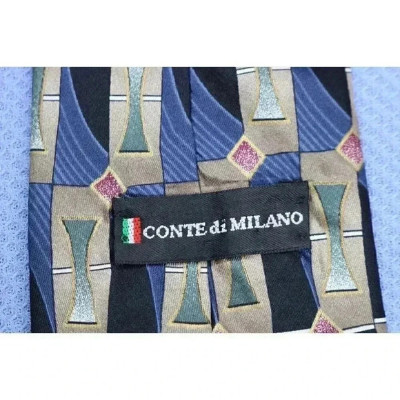 Conte di Milano Men's Tie-Made in Italy-100% Silk - Picture 5 of 6